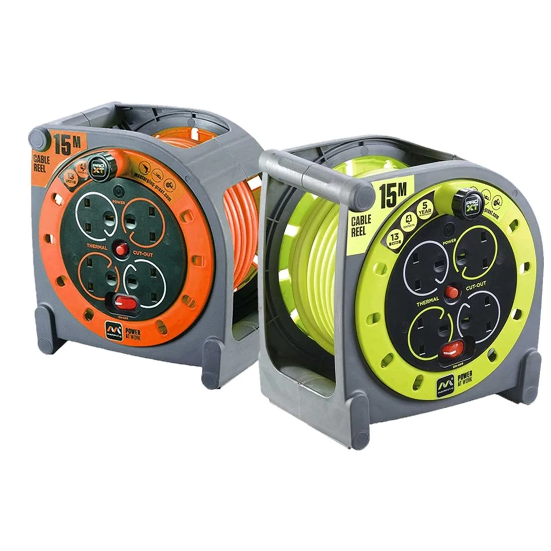 Masterplug HMU15134SL-PX 13 Amps Case Reel 15M 4 Gang Work Extension Sirim