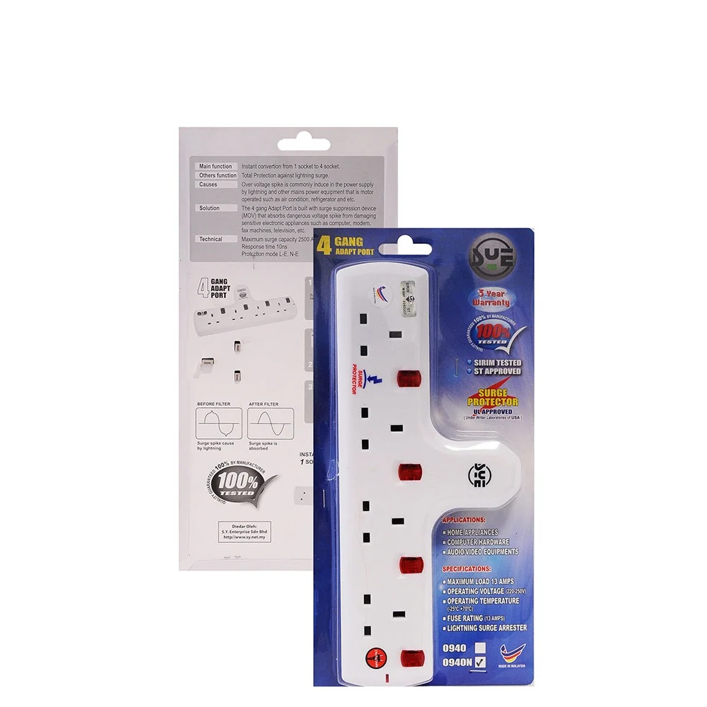 SYE 4 Gang Neon Adapter+Surge CB-SYE0940NSP Socket