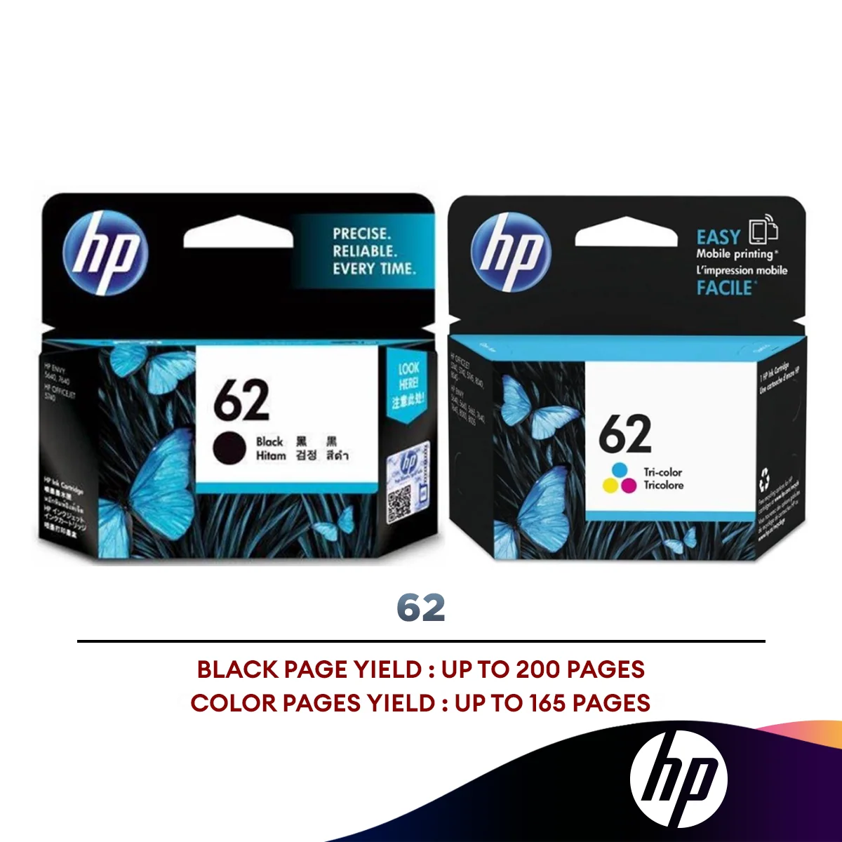 HP 62 Ink Cartridge (Black/Color)