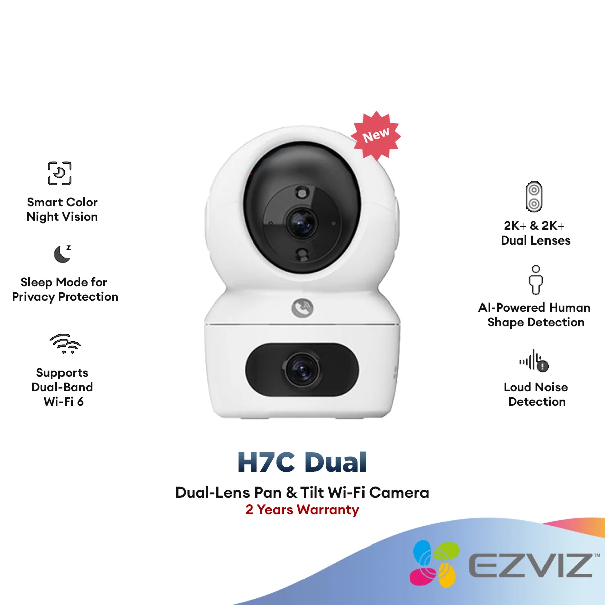 Ezviz C6CN 720P / C6N 2K QHD 4MP / H6C Pro 1080p 2MP / H6C Pro 2K 4MP / H7C Dual 2K+ & 2K+ Pan And Tilt Smart Wireless Wi-Fi Indoor Cloud CCTV Network Home Security IP Camera
