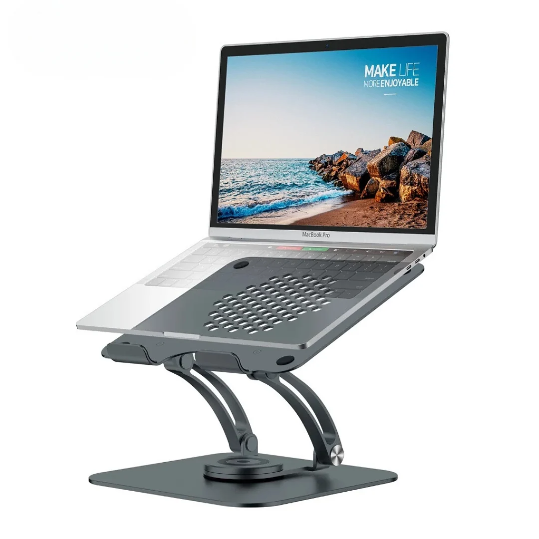 TOUNEE LS16 Swivel Laptop Stand for Desk, Adjustable Computer Stand Laptop Holder with 360° Rotating Base, All Laptop Up to 17"