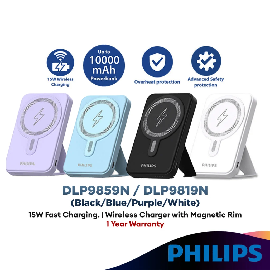 Philips 15W Magnetic Wireless Power Bank 10000mAh Powerbank with Battery Display USB Type C for iP 15/14 DLP9859N