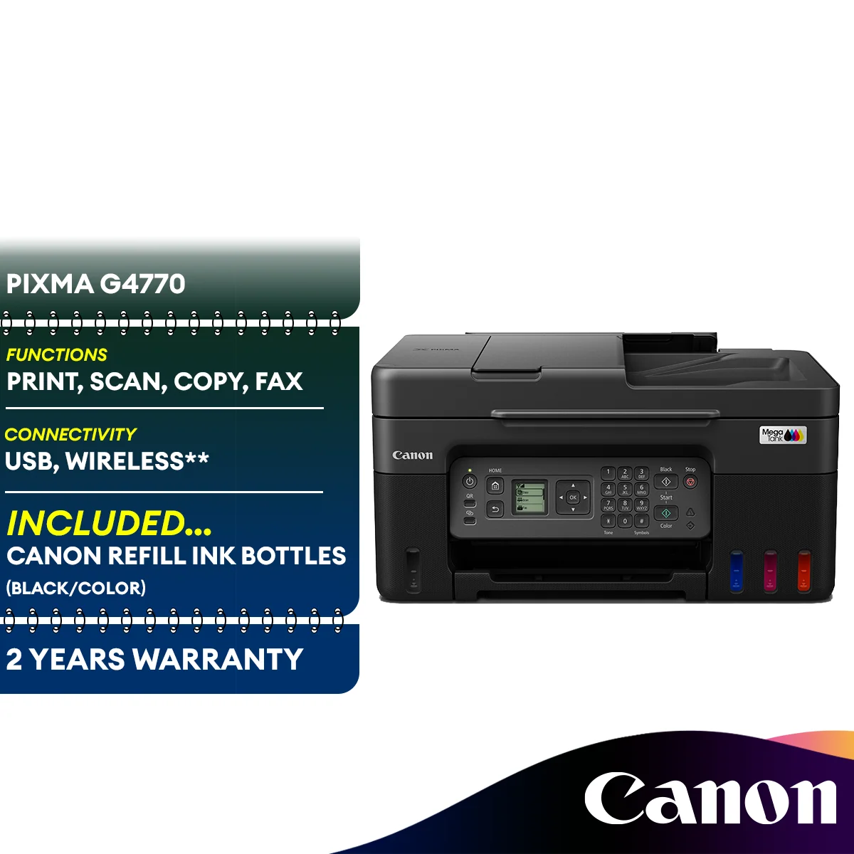 Canon Pixma G4770 All-in-One WIreless Inkjet Printer with Fax for Low-Cost Printing - Print Scan Copy Fax ADF