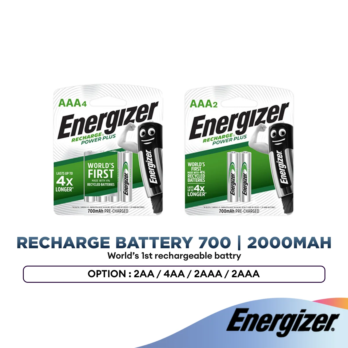 Energizer Rechargeable Battery 2xAA 4xAA 2000MAH | 2xAA 4xAAA 700MAH Power Plus | Energizer Bateri Boleh Cas Semula