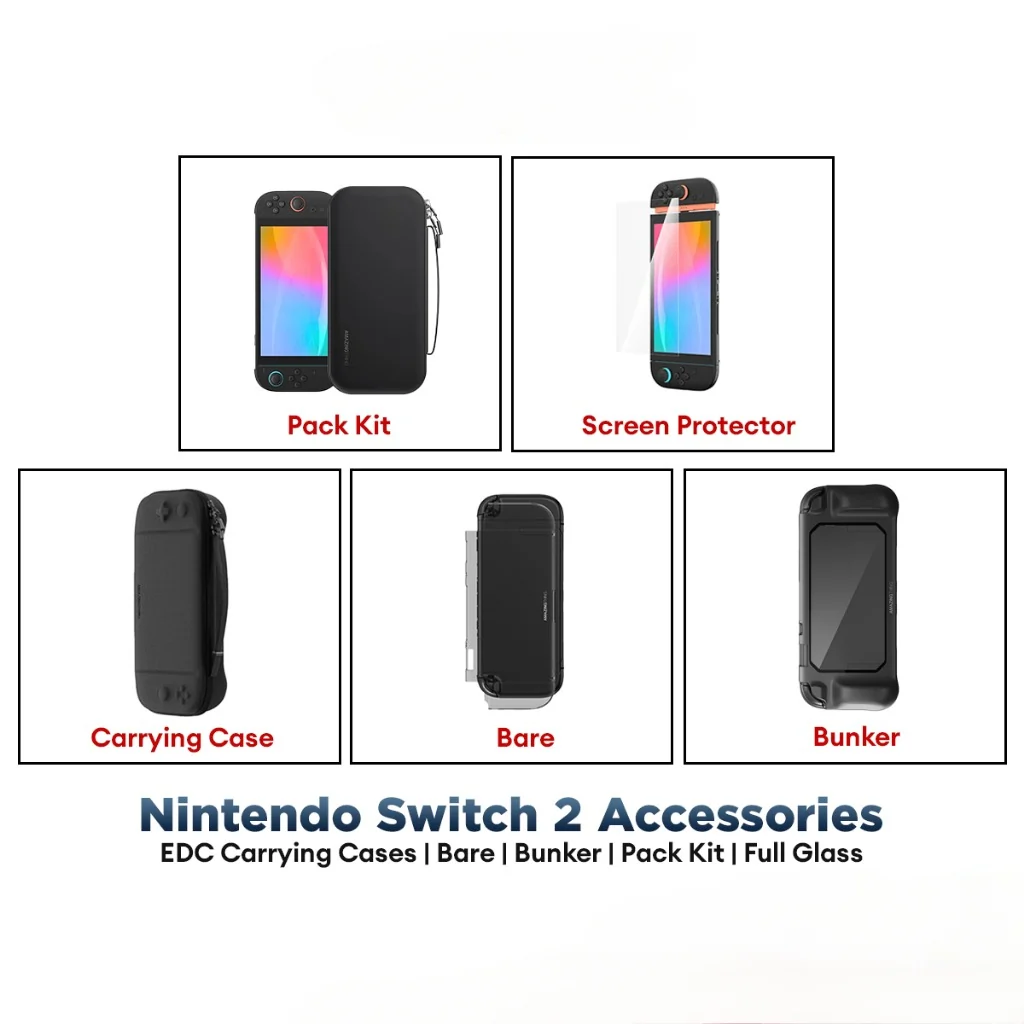 Nintendo Switch 2 Accessories - EDC Carrying Case | Bare | Bunker | Pack Kit | Screen Protector