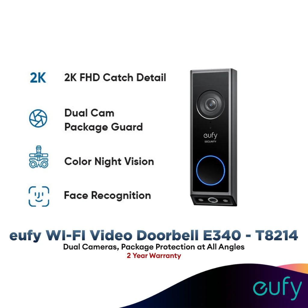 Anker Eufy T8214 Video Doorbell E340 / Anker E8220 eufy Wi-Fi Video Doorbell S200 with Wireless Chime