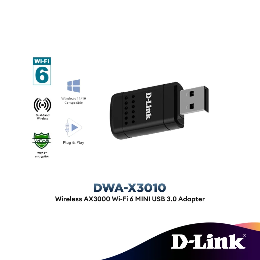 D-Link DWA-X3010 Wi-Fi 6 AX3000 Mini Wireless USB3.0 Adapter