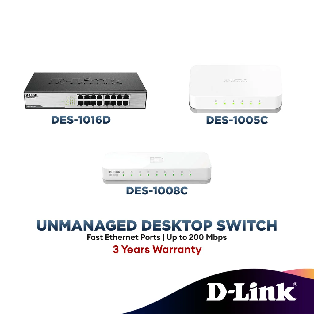 D-Link ( DES-1005C / DES-1008C / DES-1016D ) Unmanaged Desktop Switch