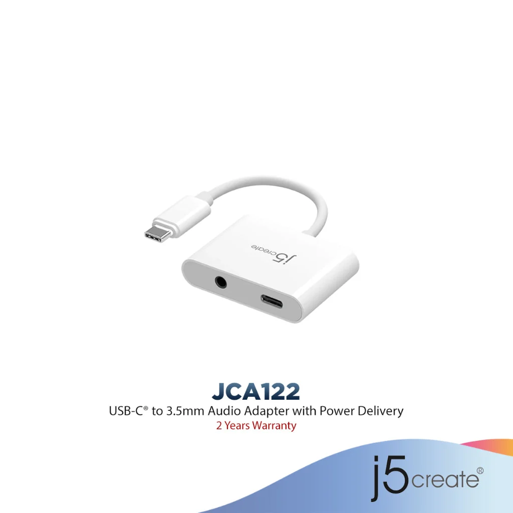 j5Create USB-C® to 3.5mm Audio Adapter with Power Delivery 100W (JCA122)
