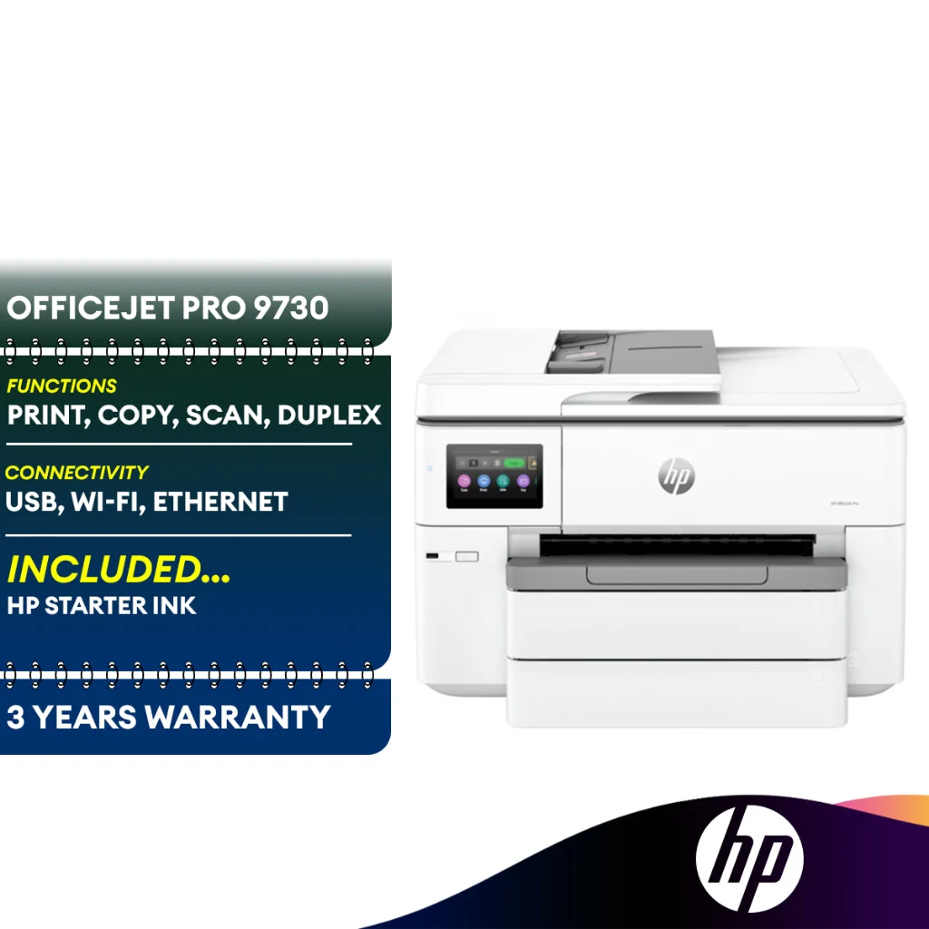 HP OfficeJet Pro 9730 Wide Format All-in-One Printer | Print Scan Copy Duplex ADF