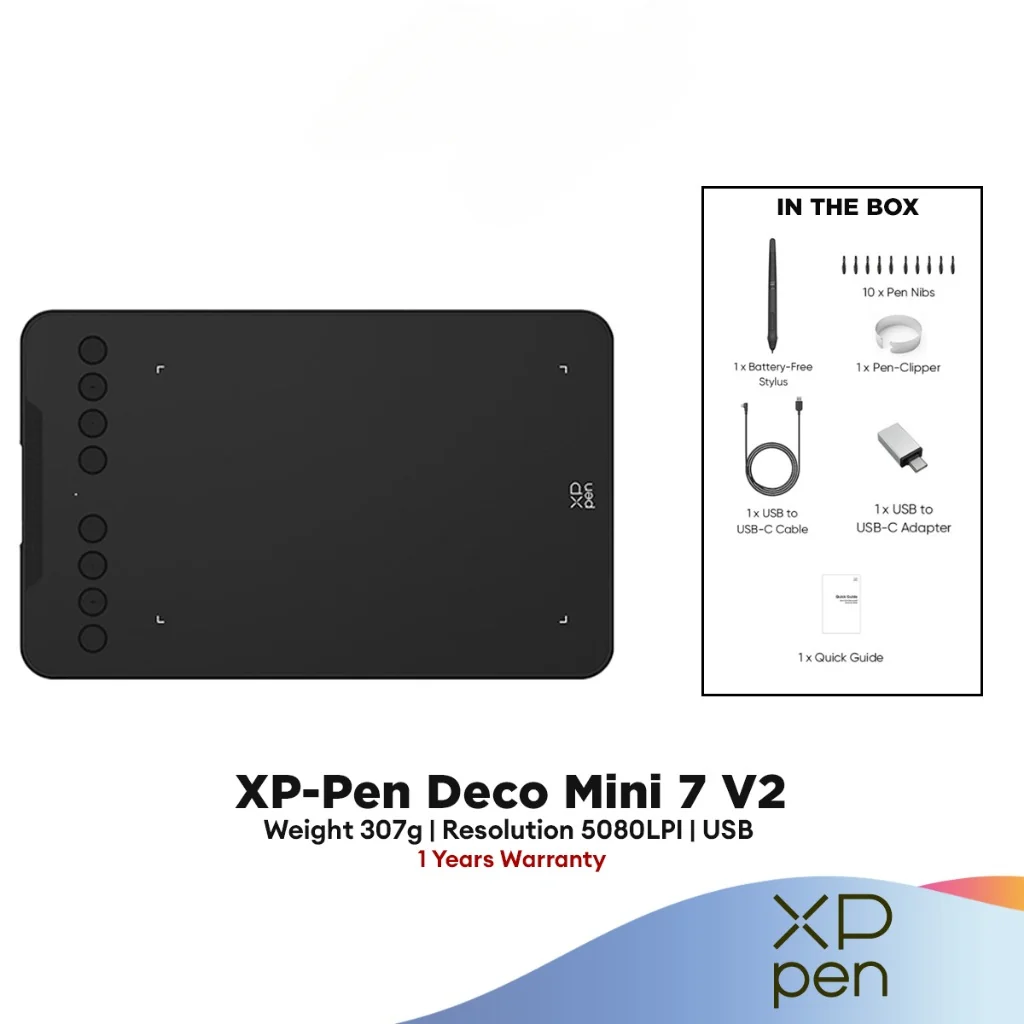 XP-Pen Deco Mini 7 V2 Drawing Tablet | Student & Designer Drawing Tablet