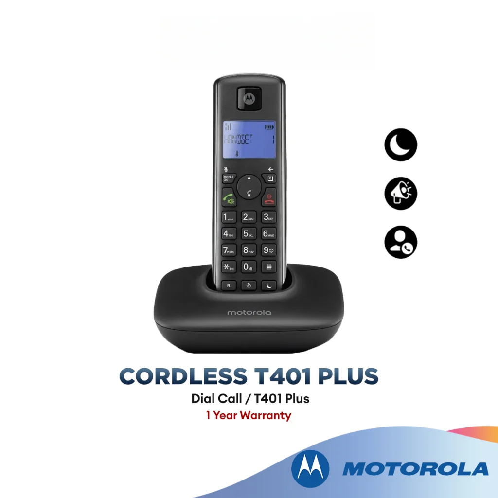 Motorola Cordless T401 Plus Single Home Phone / Office Phone / DECT Phone / House Phone / Telephone | T401+ Wireless Phone