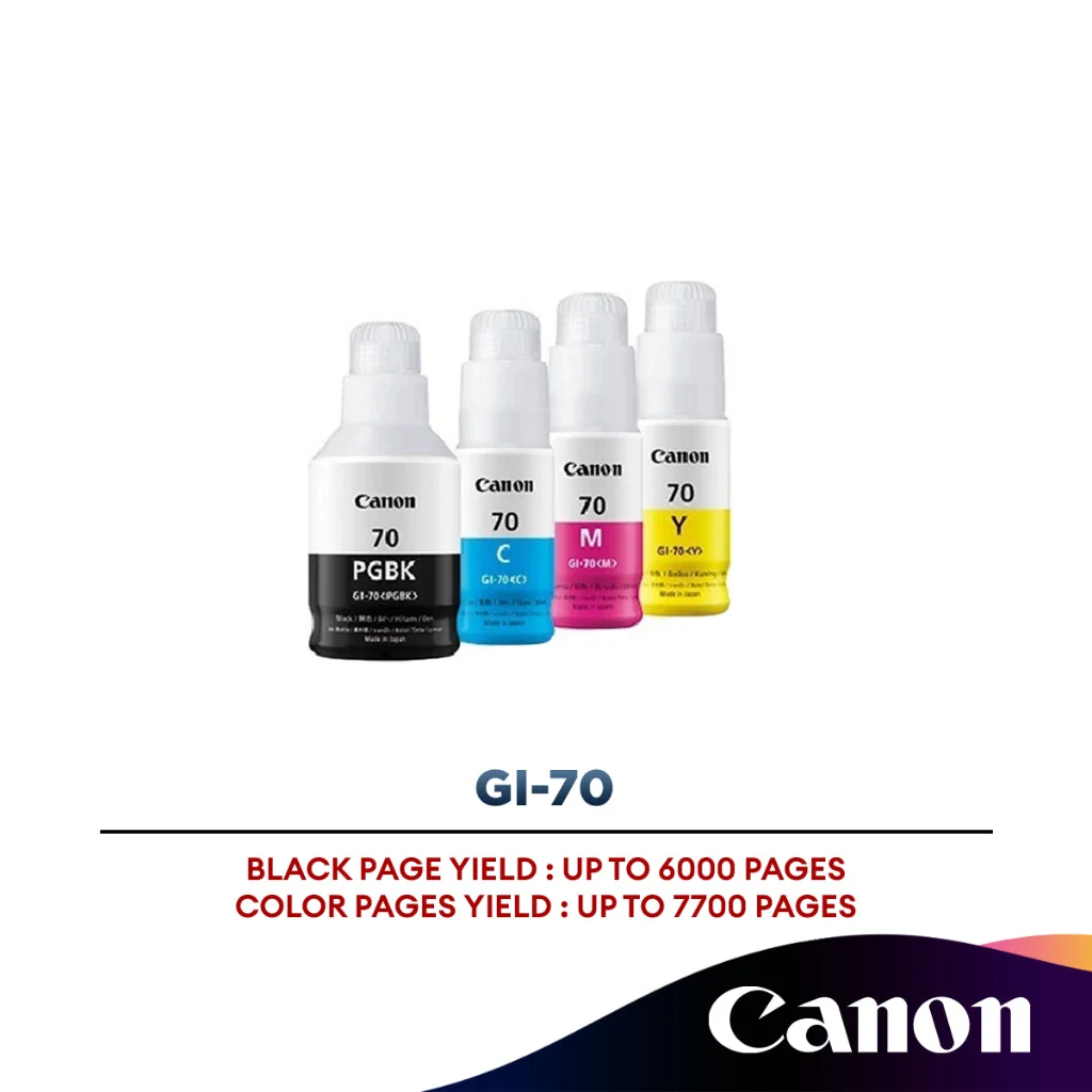 Canon GI-70 Ink Cartridges (Black/Cyan/ Magenta/Yellow)