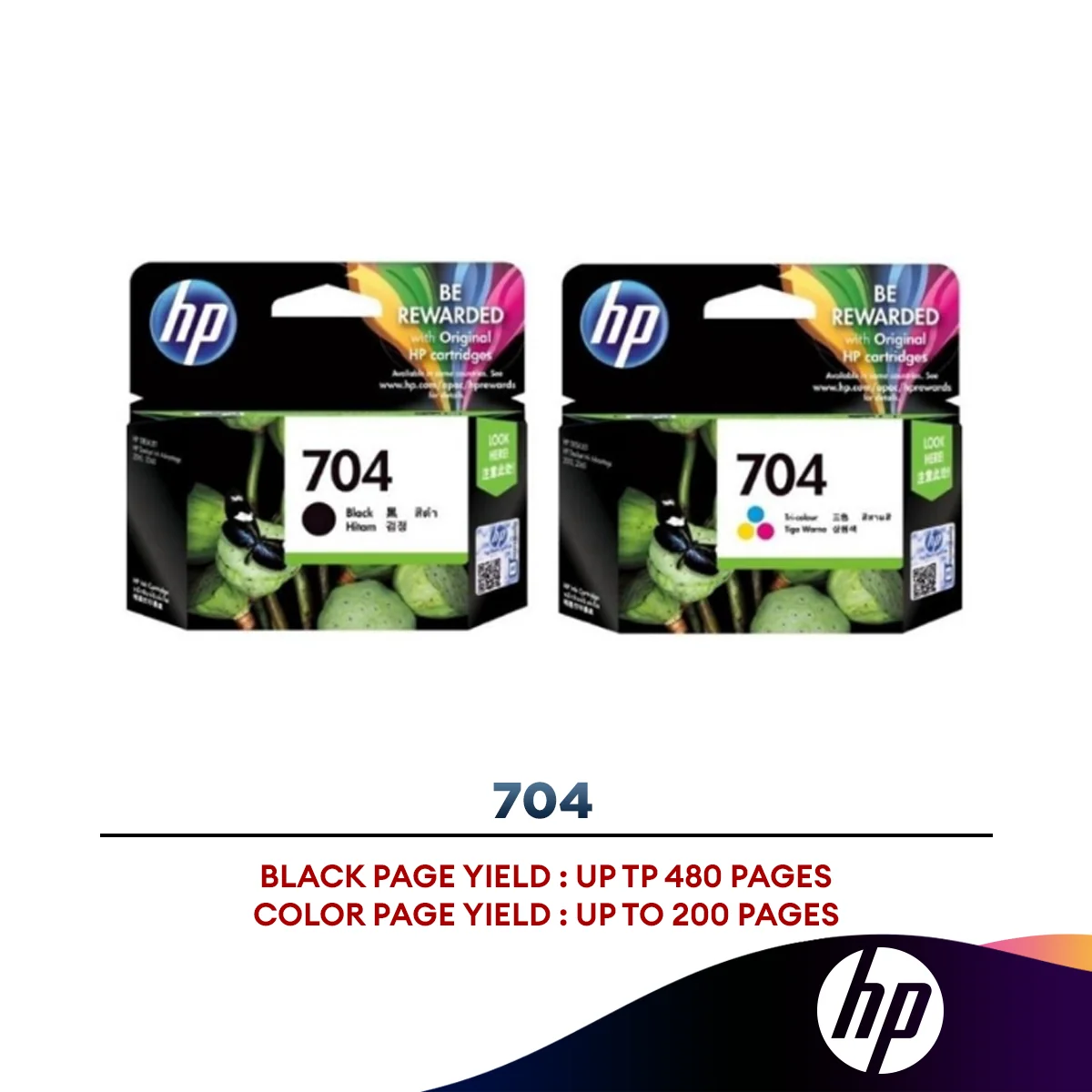 HP 704 Ink Cartridge (Black/Color)