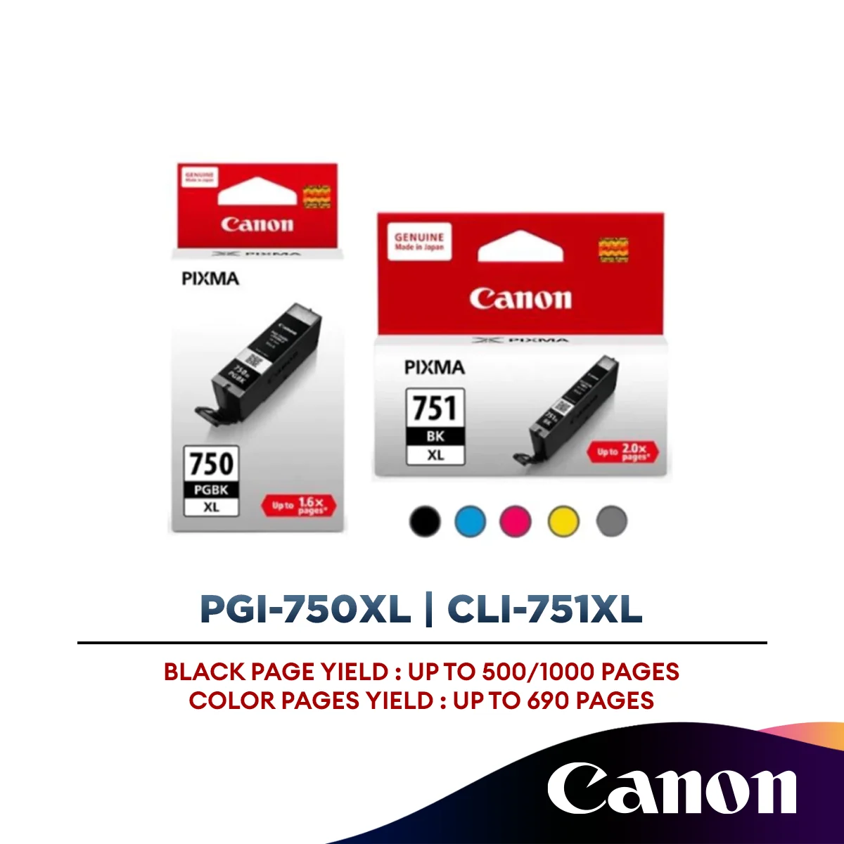 Canon PGI-750/ PGI-750XL/ CLI-751/ CLI-751XL Ink Cartridge (Black/Yellow/Cyan/Magenta)