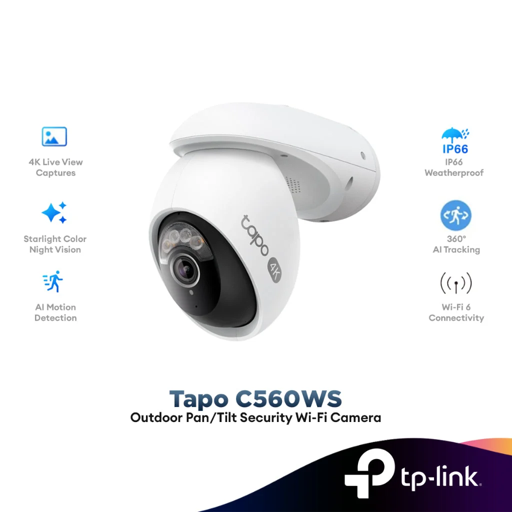 TP-Link Tapo C560WS 4K 8MP Outdoor Wi-Fi Pan/Tilt Security Camera CCTV
