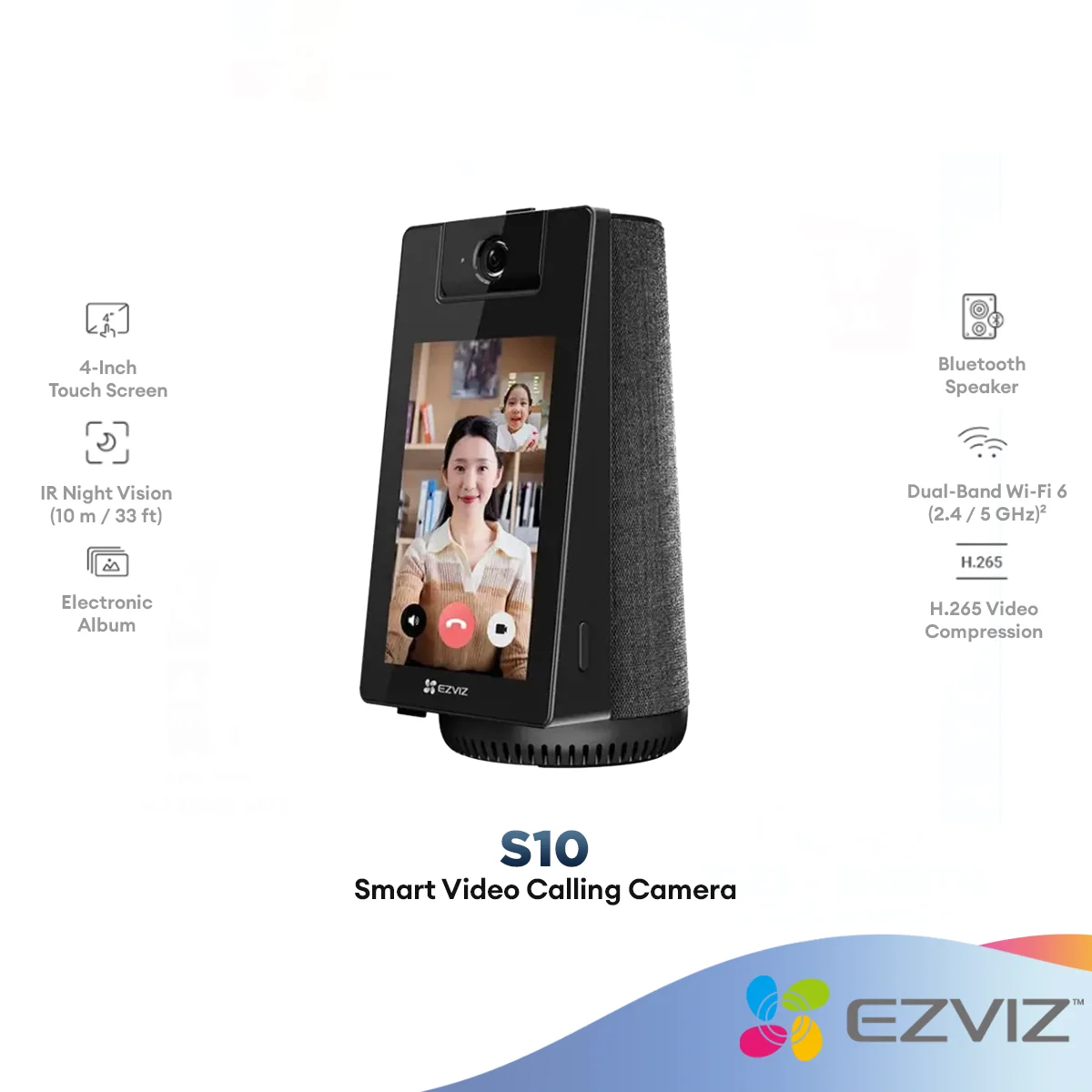 Ezviz S10 Smart Video Calling Camera 4MP 2K Pan & Tilt 5G WiFi 6 with Bluetooth Speaker