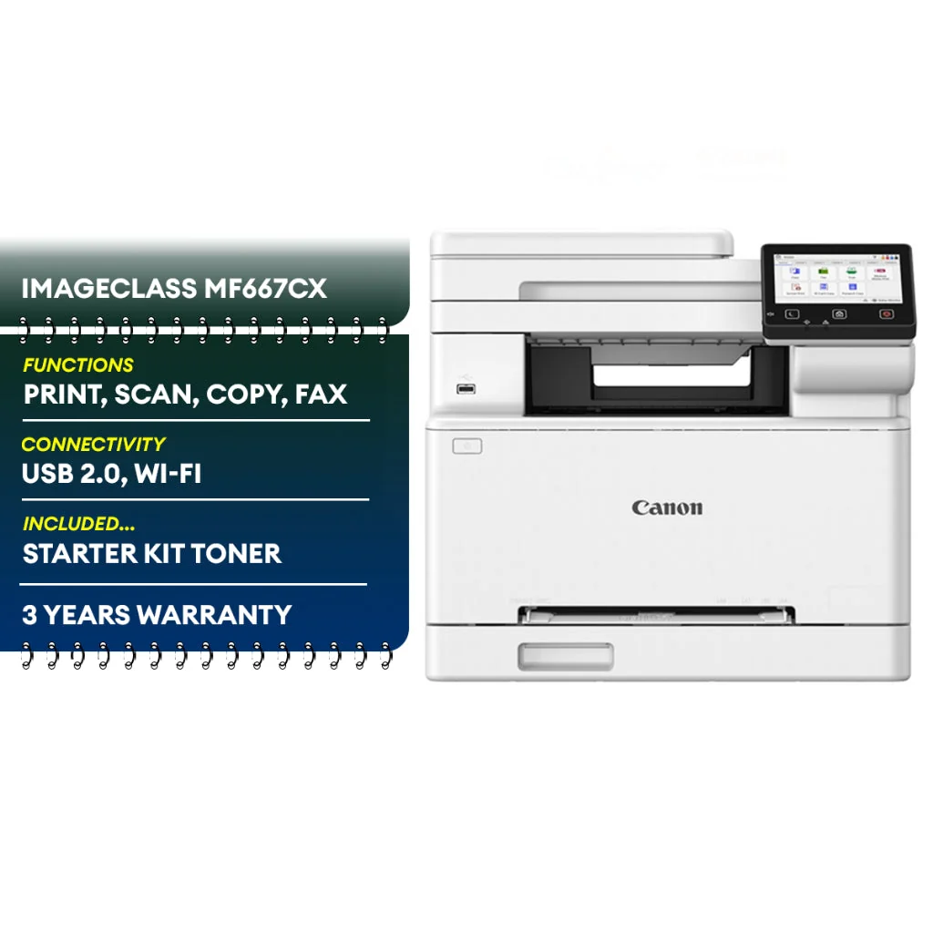 Canon imageCLASS MF667Cx A4 Colour Laser All-in-One Printer | Print Scan Copy Fax | WiFi | Auto Duplex Printing