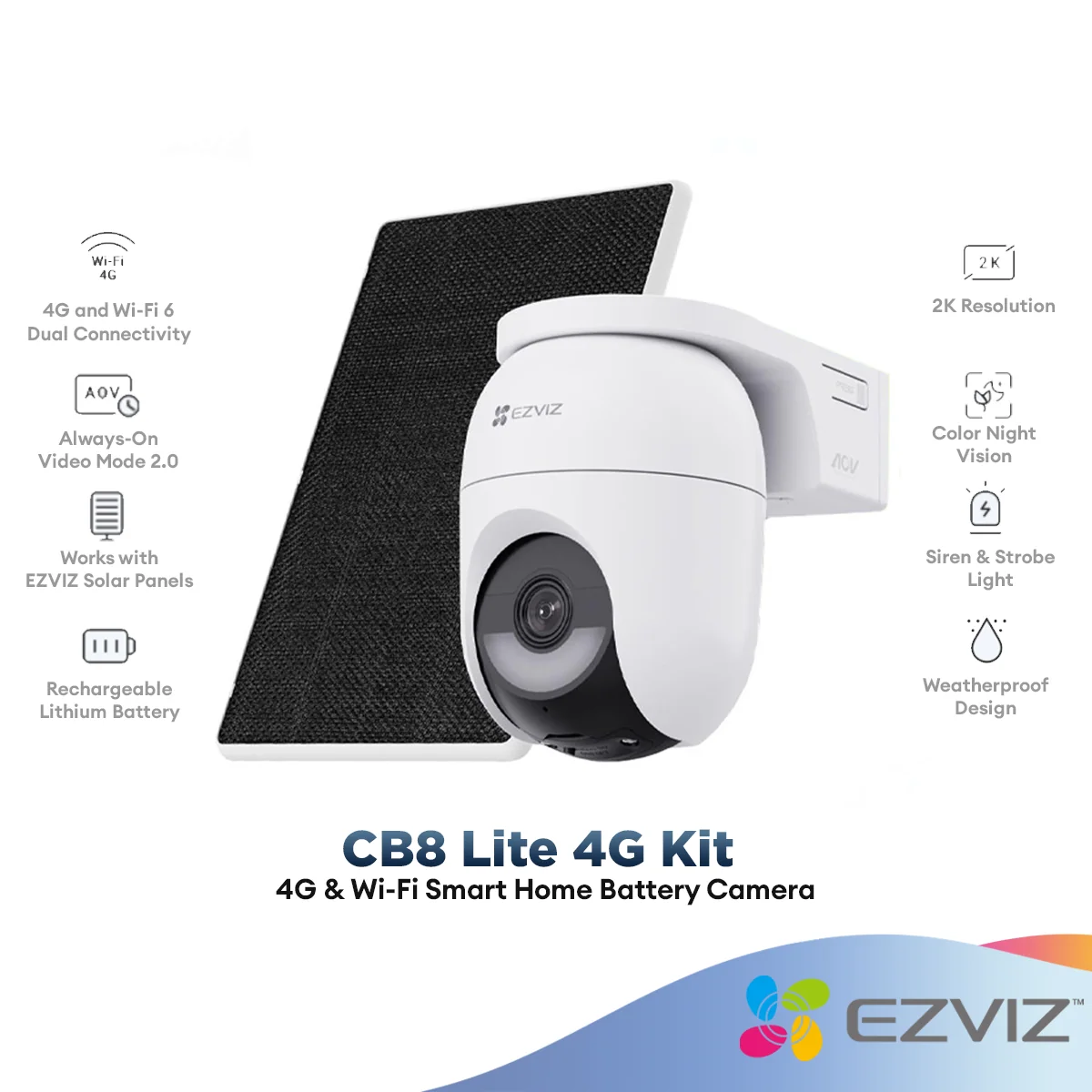 Ezviz CB8 Lite Kit 2K+4MP 4G&WiFi Smart Home Battery Camera Color Night Vision