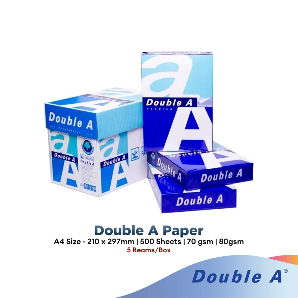 Double A A4 Paper | Double A Paper | A4 Kertas 70gsm & 80gsm | Copier Paper (500's/Ream) - 1 Ream