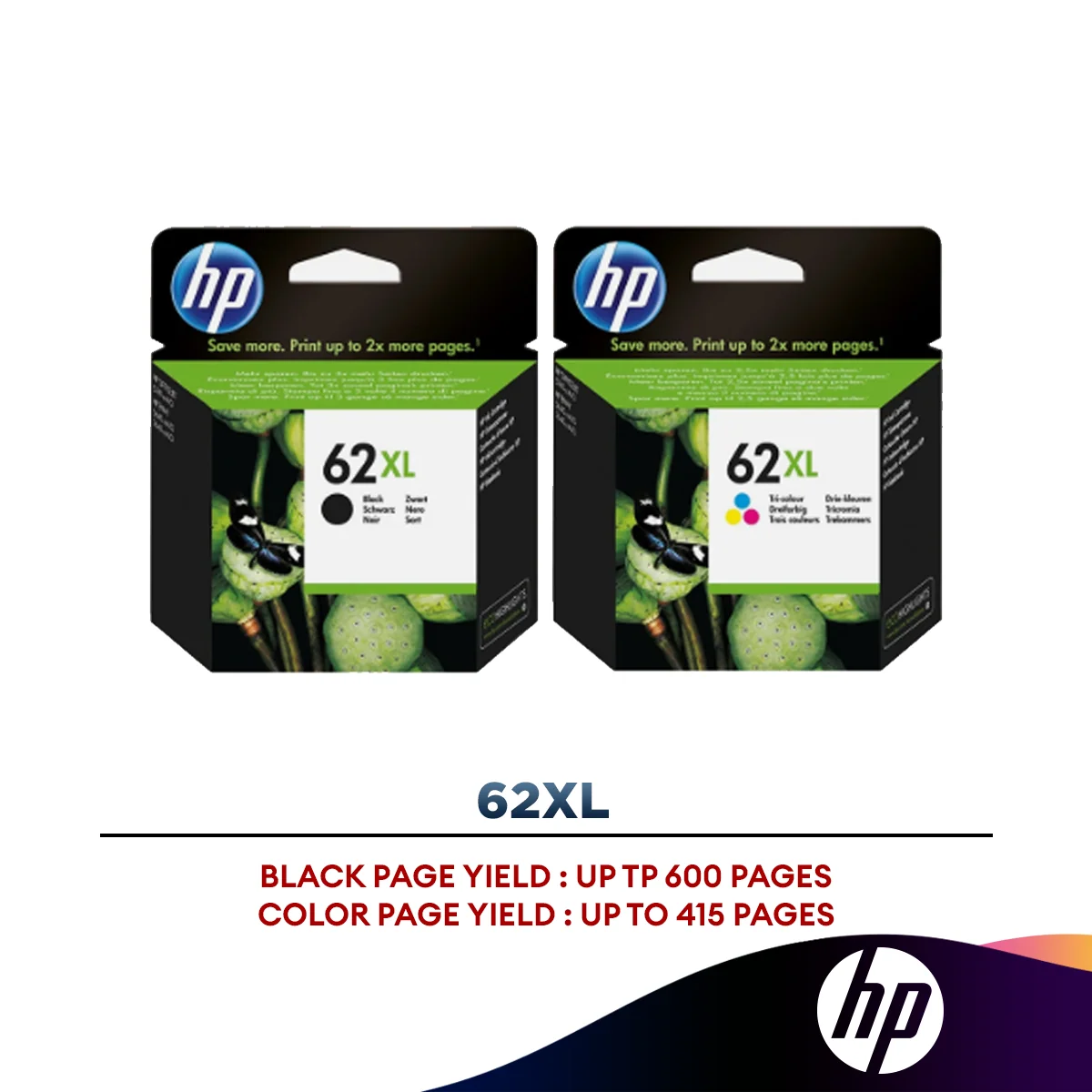HP 62XL Ink Cartridge (Black/Color)