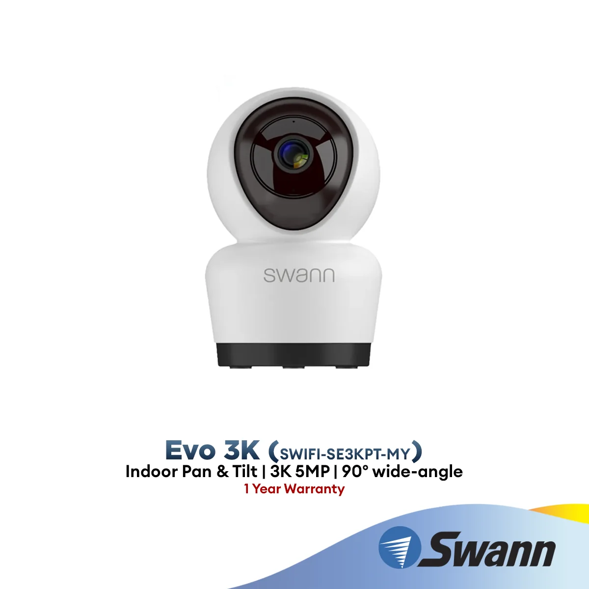 Swann Evo 3K 5MP Indoor Pan & Tilt Camera WiFi Smart CCTV Auto Tracking Night Vision SWIFI-SE3KPT-MY