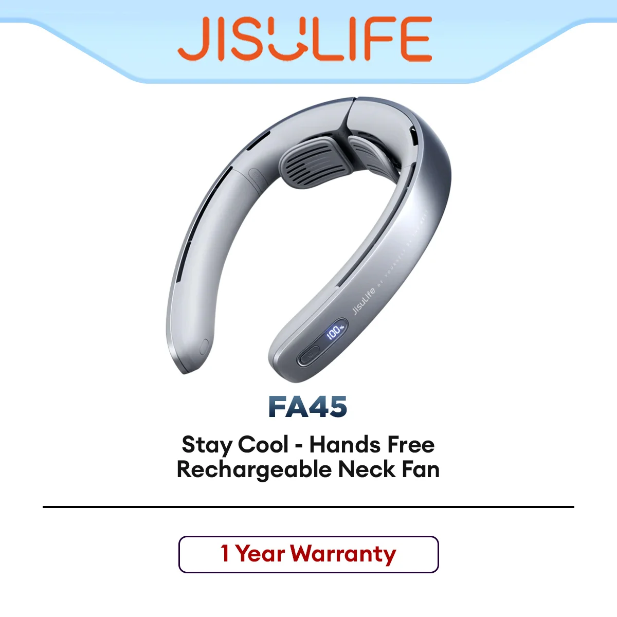 JISULIFE FA45 Pro1 Neck Fan Bladeless Portable Rechargeable Cooling Fan for Outdoor Hands-Free Use 5000mAh