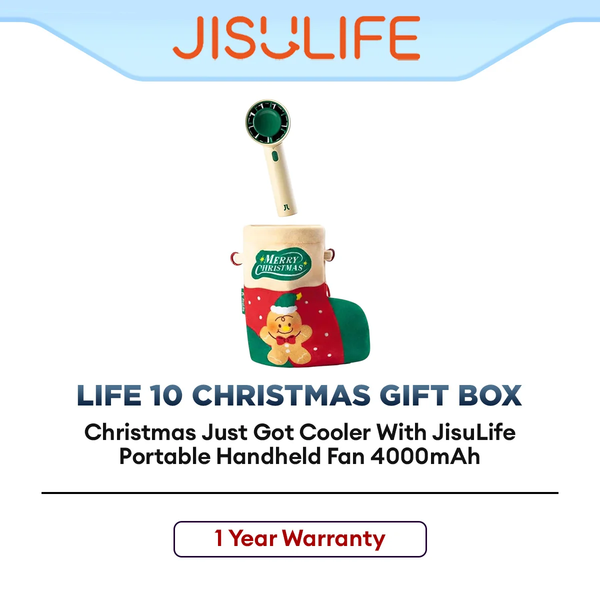JISULIFE Portable Handheld Fan Life10 High-Speed Cooling Fan with Rechargeable Battery for Travel & Daily Use
