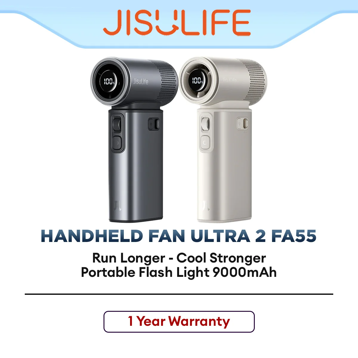 JISULIFE FA55 Handheld Fan Ultra 2 Portable Rechargeable Mini Fan with Powerful Airflow & Extended Battery Life