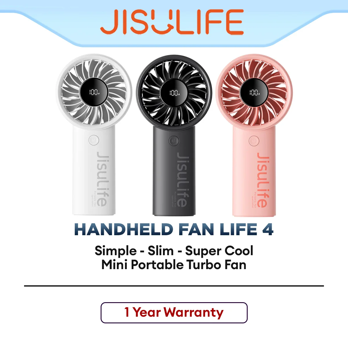 JISULIFE Life 4 Handheld Fan Portable Rechargeable Mini Fan with Strong Airflow & Lightweight Design for Travel Cooling