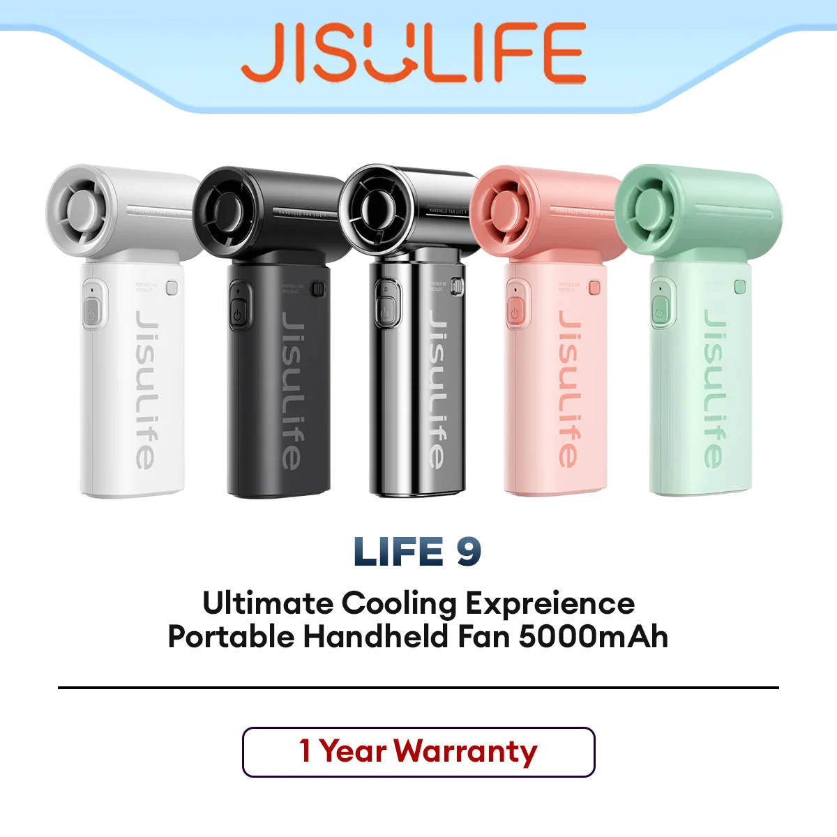 JISULIFE Life 9 Handheld Fan Portable Rechargeable Mini Fan with Powerful Airflow & Long Battery Life for Travel Cooling