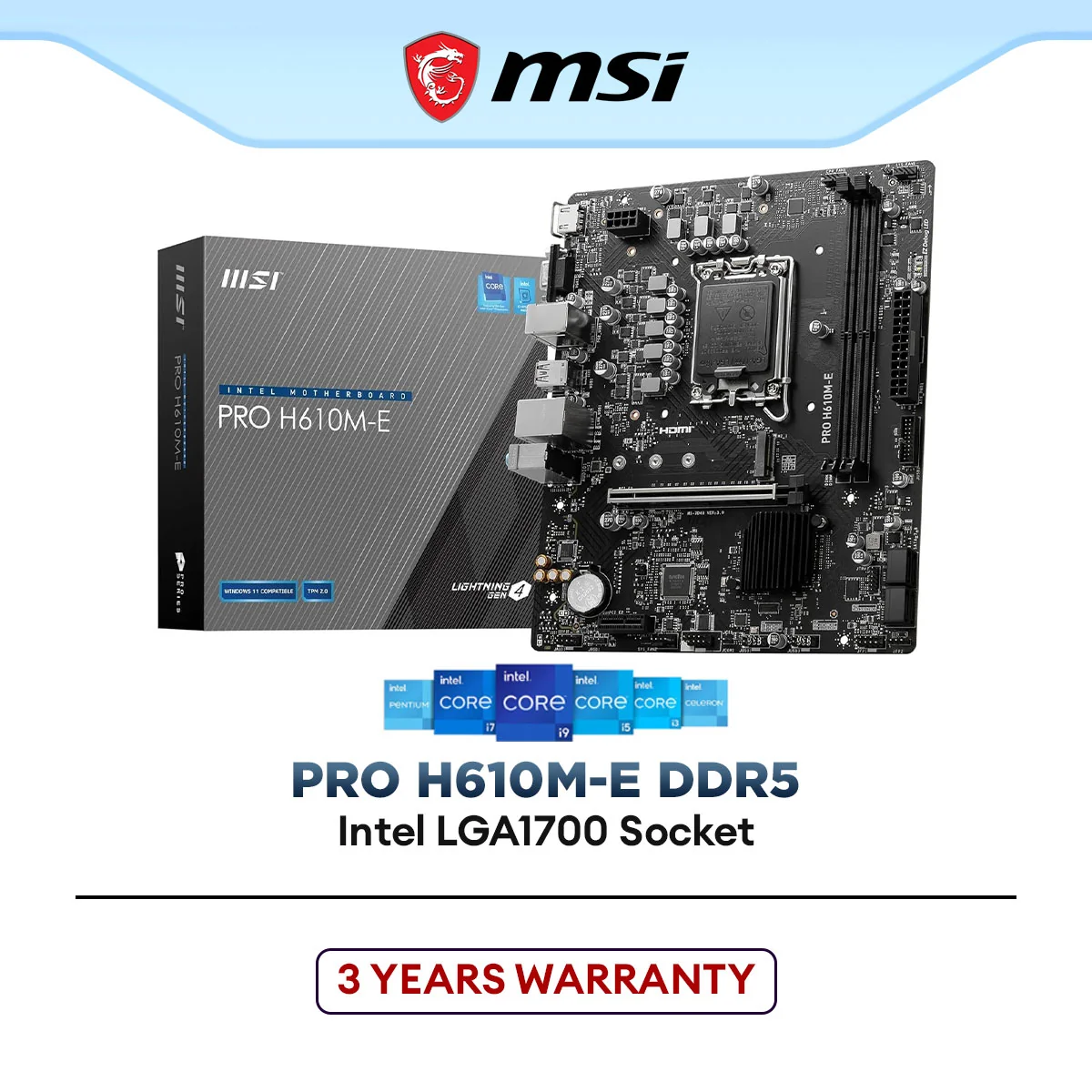 MSI PRO H610M-E Micro ATX (mATX) Intel LGA1700 Motherboard