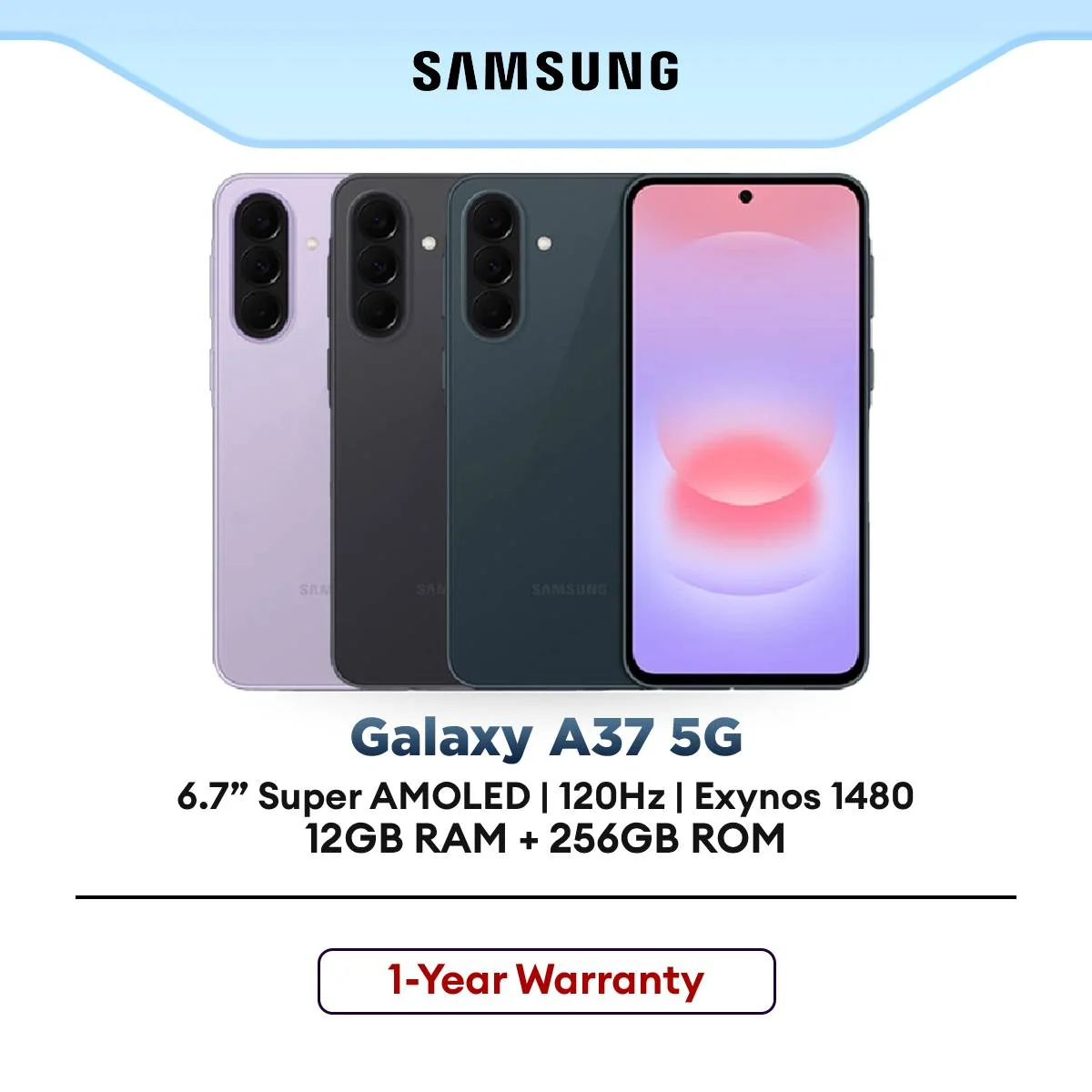 Samsung Galaxy A37 5G Smartphone 6.7" AMOLED 120Hz 50MP 5000mAh (12GB RAM + 256GB ROM)