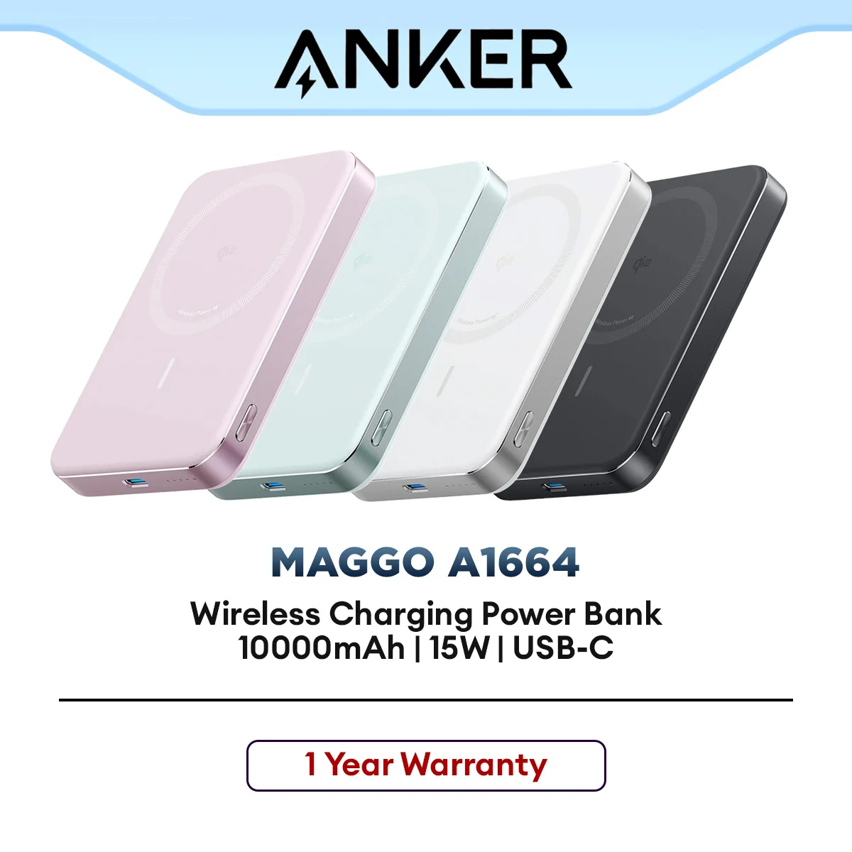 Anker MagGo Ultra-Slim 10000mAh 15W Wireless Charging Power Bank Magnetic Portable Charger for Devices