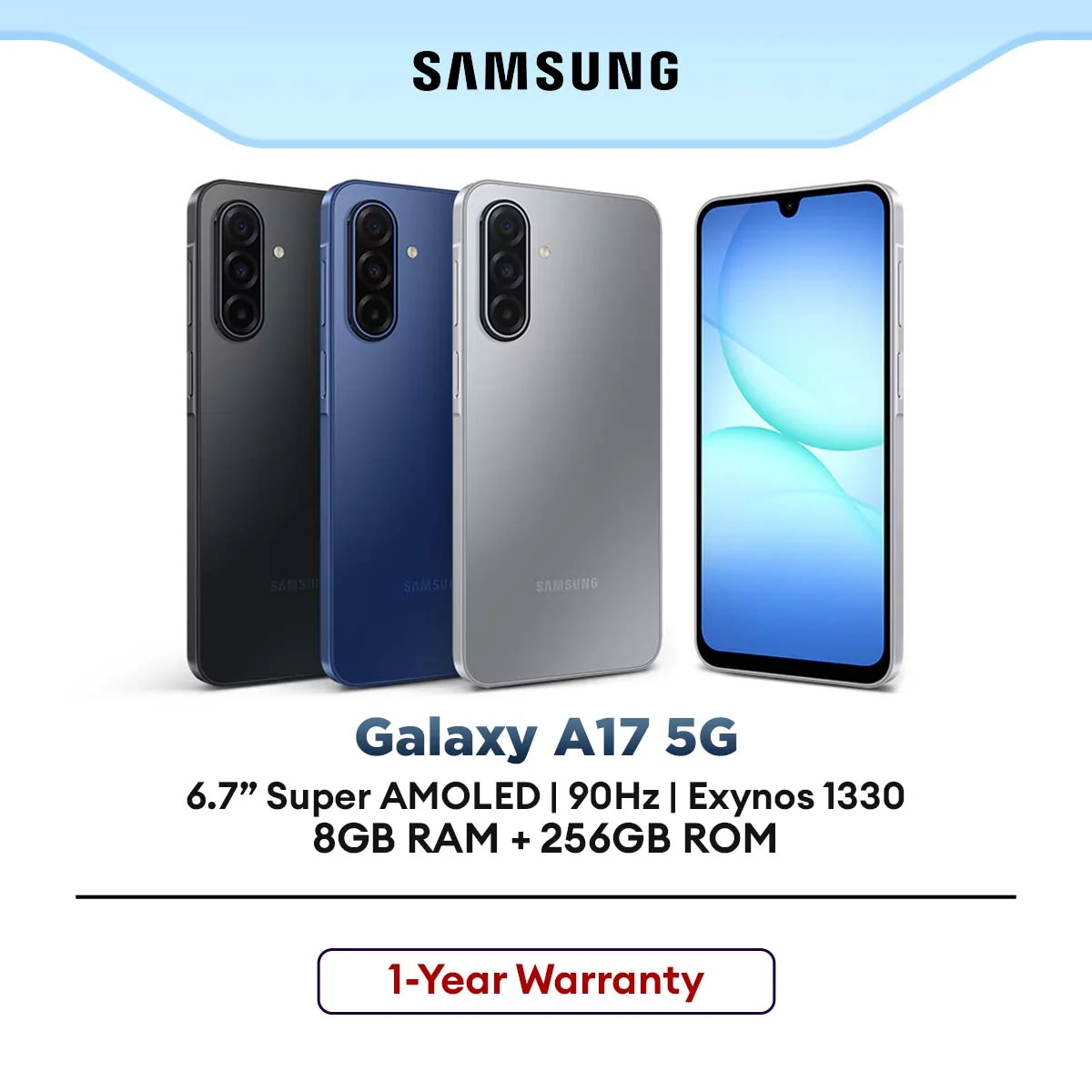 Samsung Galaxy A17 5G Smartphone 6.7" Super AMOLED 90Hz 50MP 5000mAh (8GB RAM + 256GB ROM)