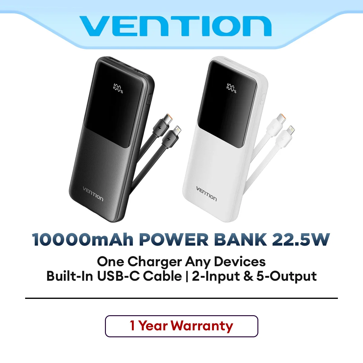 Vention 10000mAh/20000mAh 22.5W Fast Charging Power Bank With PD For Smartphones