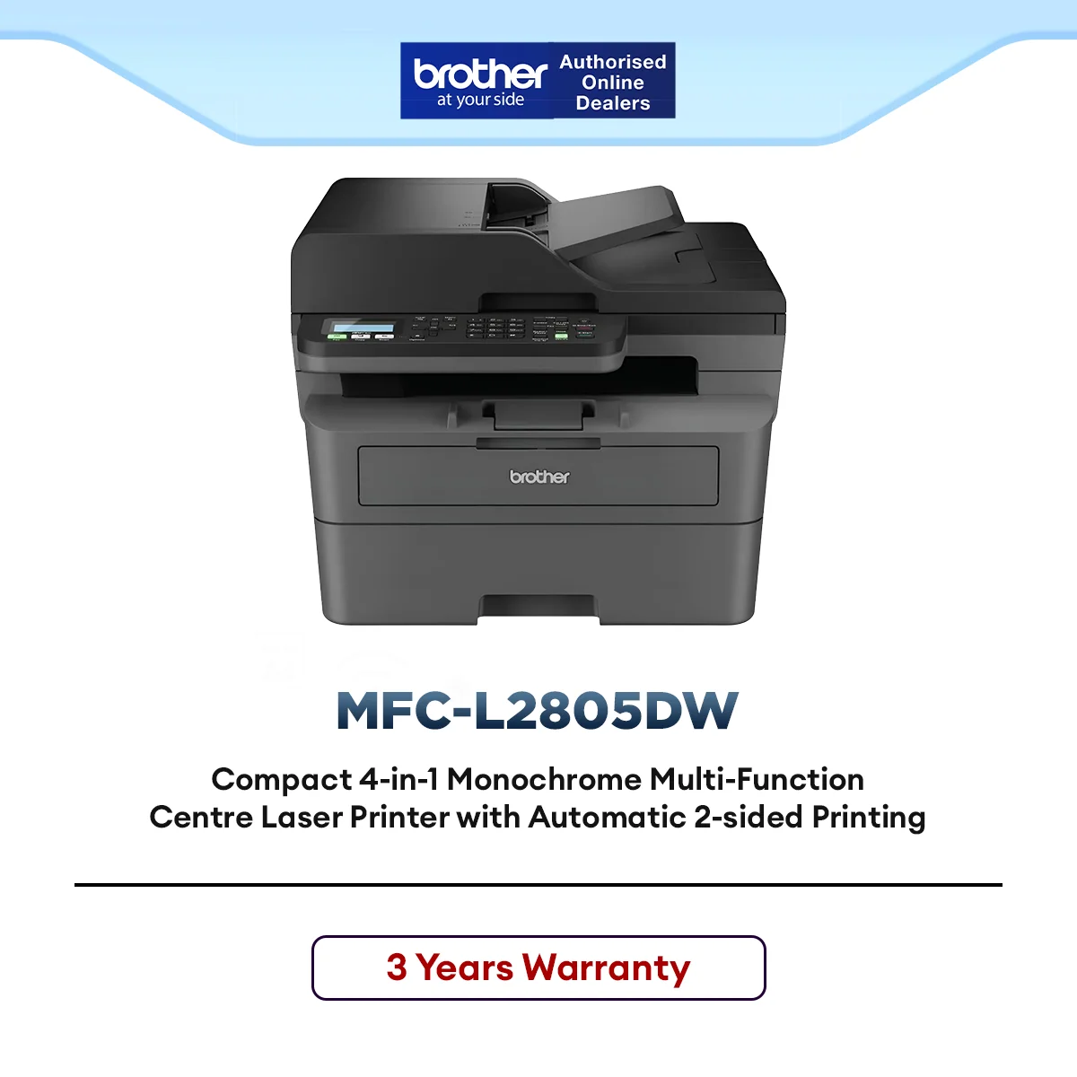 Brother MFC-L2805DW All-in-One Mono Laser Printer Print Scan Copy Fax Wireless Duplex Compact Office Use