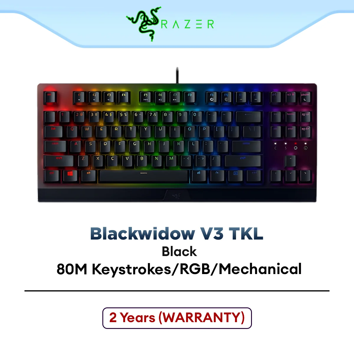 Razer Blackwidow V3 TKL Tenkeyless Wired Gaming Keyboard | TKL | Chroma RGB | 80 Million Keystroke Lifespan | Mechanical
