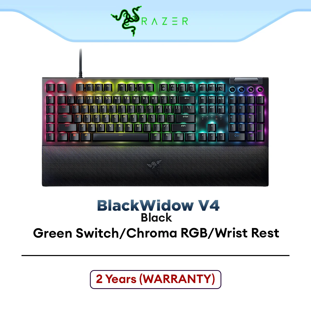 Razer BlackWidow V4 Wired Mechanical Gaming Keyboard with Razer™ Green Mechanical Switches, 6 Dedicated Macro Keys