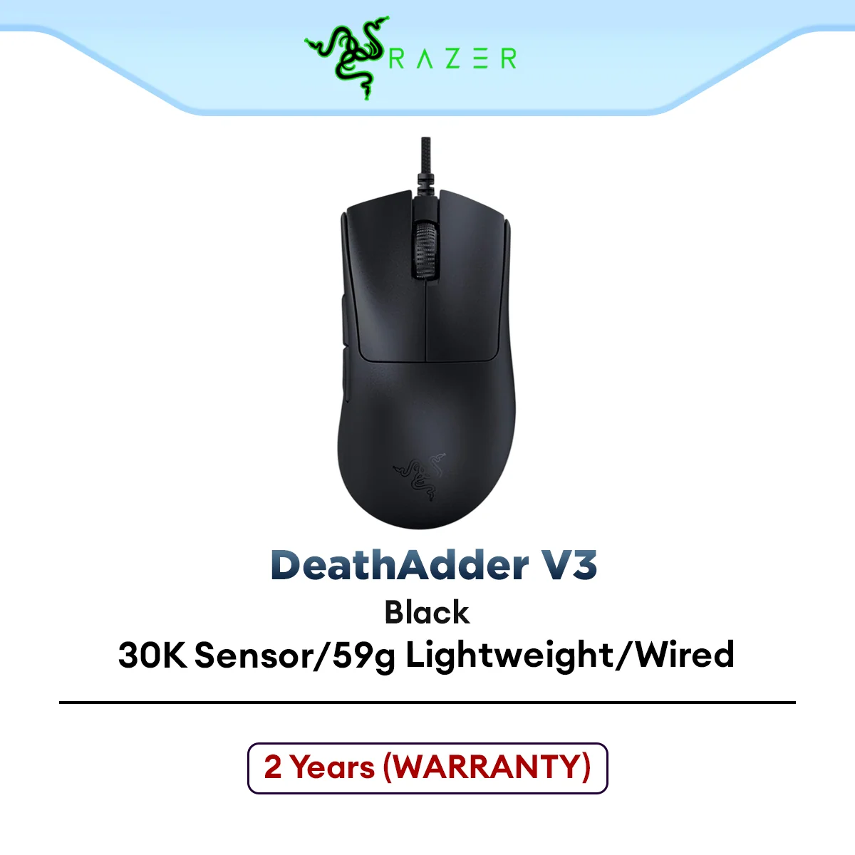 Razer DeathAdder V3 Ultra-lightweight Ergonomic Esports Wired Gaming Mouse with Razer™ Focus Pro 30K Optical Sensor