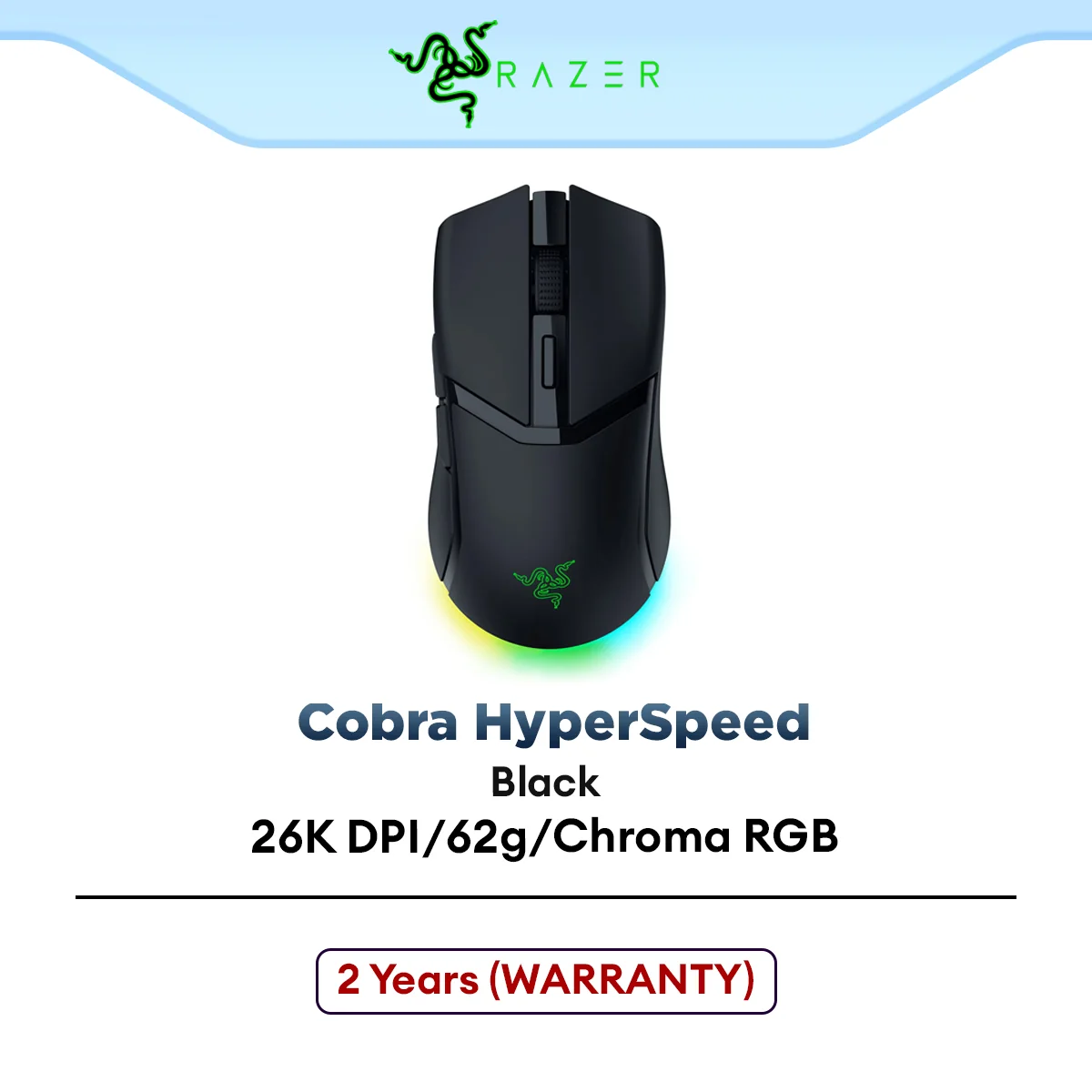 Razer Cobra HyperSpeed Wireless Gaming Mouse with Razer™ Focus X 26K Optical Sensor, Lightweight, 4-Zone Chroma Lighting