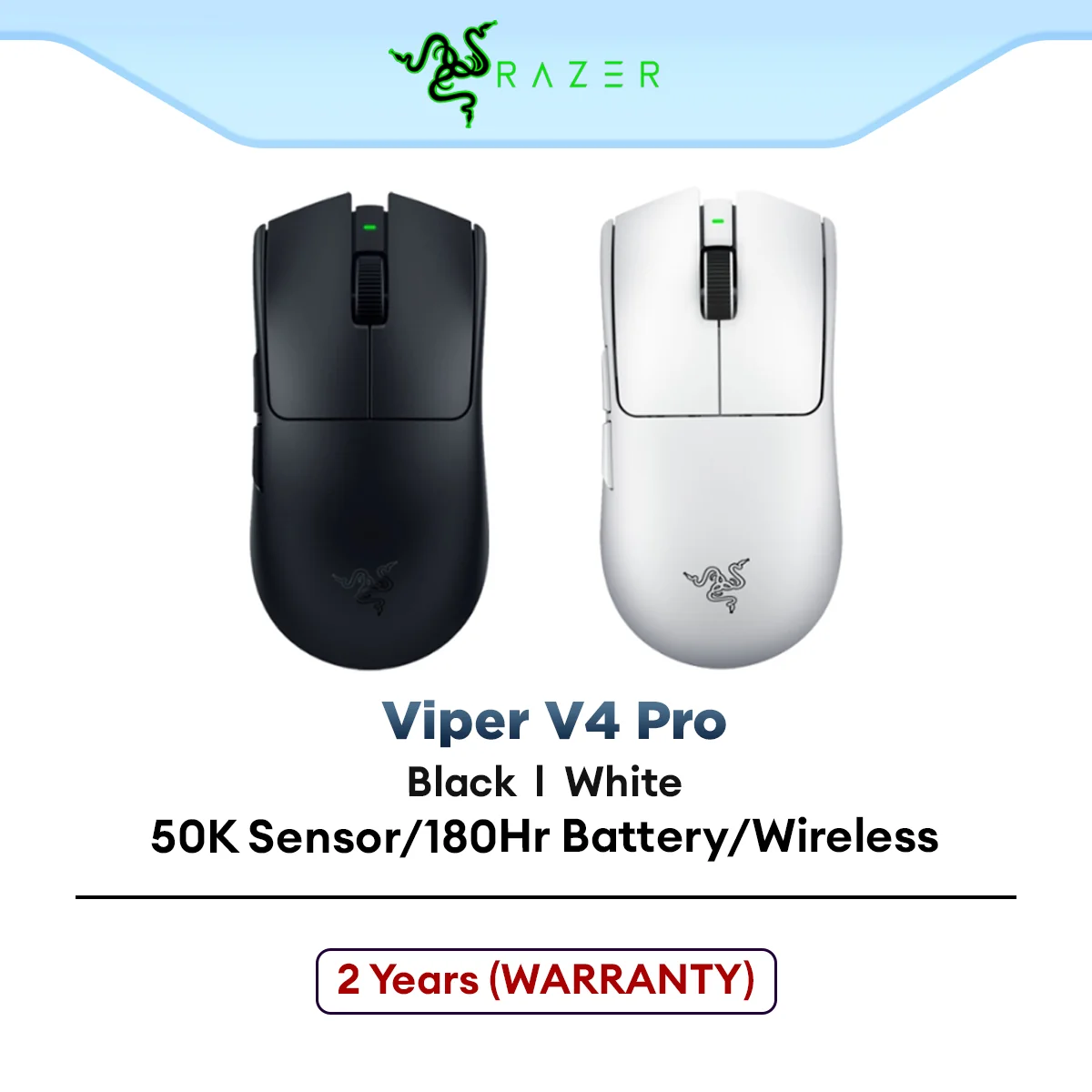 Razer Viper V4 Pro Wireless Gaming Mouse Ultra-Lightweight 49g with Focus Pro 50K Sensor & 8000Hz HyperPolling