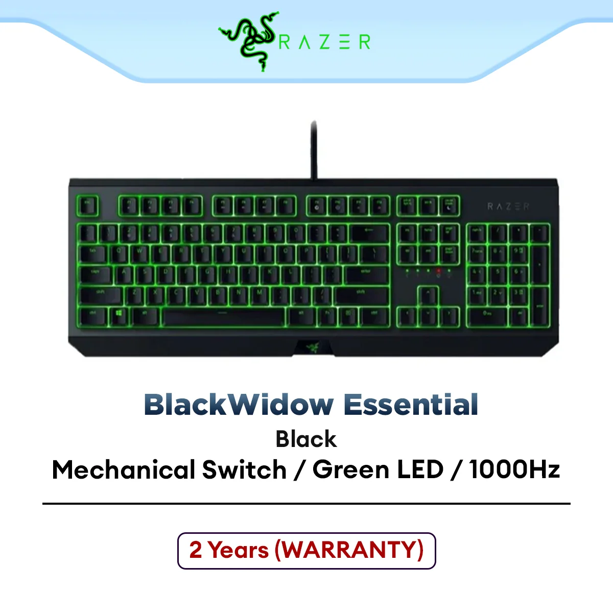 Razer BlackWidow Essential Mechanical Gaming Keyboard |1000 Hz Ultrapolling | Cable routing