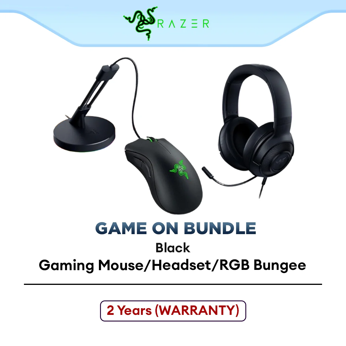 [GAME ON BUNDLE] Razer DeathAdder Essential Wired Gaming Mouse + Mouse Bungee V3 Chroma + Kraken X Lite Headset