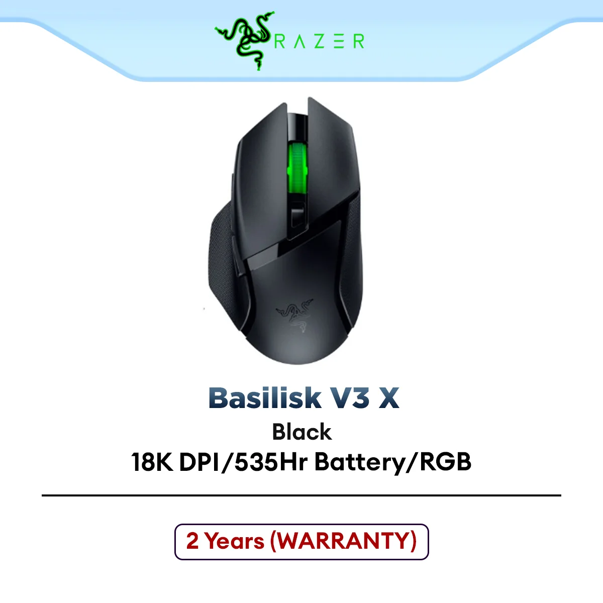 Razer Basilisk V3 X HyperSpeed Customizable Wireless Gaming Mouse | Chroma RGB Lighting | 5G Advanced 18K Optical Sensor | Mechanical Switches | Programmable Controls
