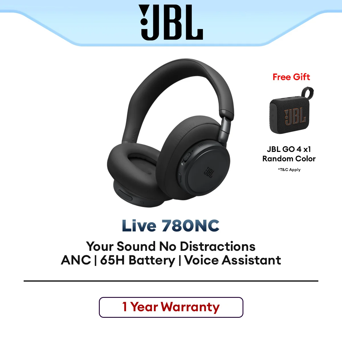 JBL Wireless Bluetooth Headset Live 780NC Over-Ear ANC Hi-Res Audio