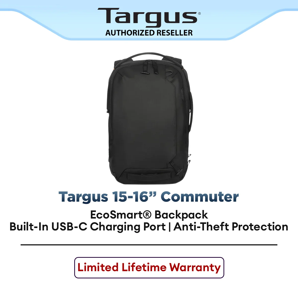 Targus 15-16” Commuter EcoSmart® Backpack Lightweight Laptop Bag for Work & Travel Eco-Friendly Design