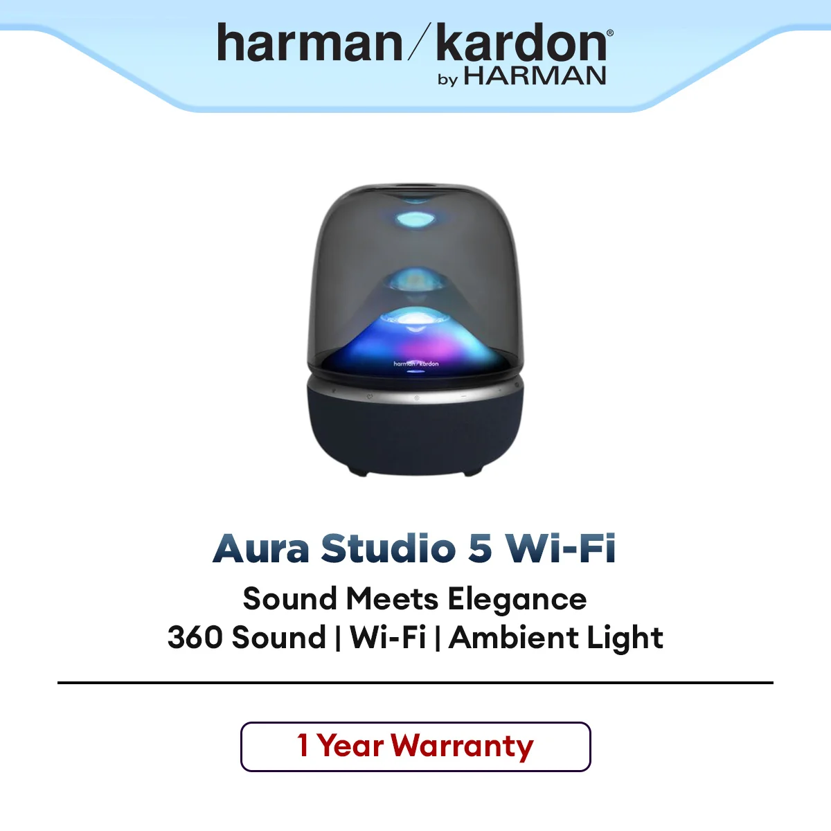 Harman Kardon Bluetooth Wi-Fi Speaker Aura Studio 5 Wi-Fi Black Premium 360° Home Audio