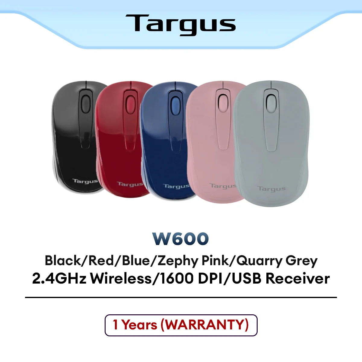 Targus W600 Wireless / Cordless Optical Mouse Compatible - Windows® & Mac® | 2.4 Ghz Wireless Technology | AA Alkaline Battery (AMW600)