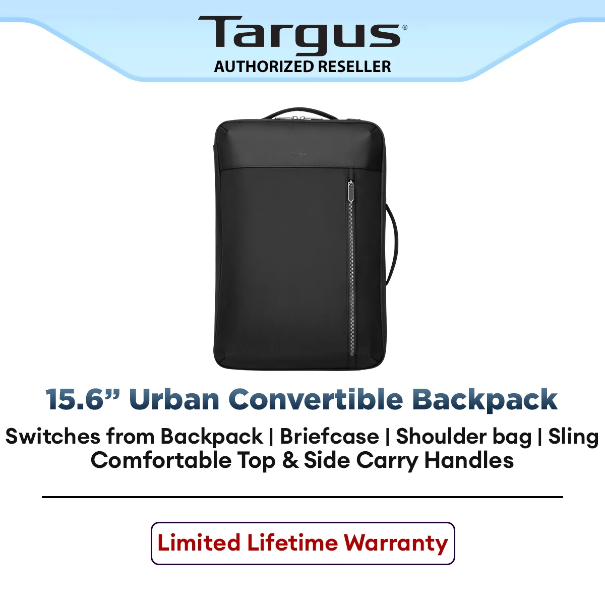 Targus 15.6" Urban Convertible Backpack Multi-Carry Laptop Bag for Work & Travel Lightweight Design